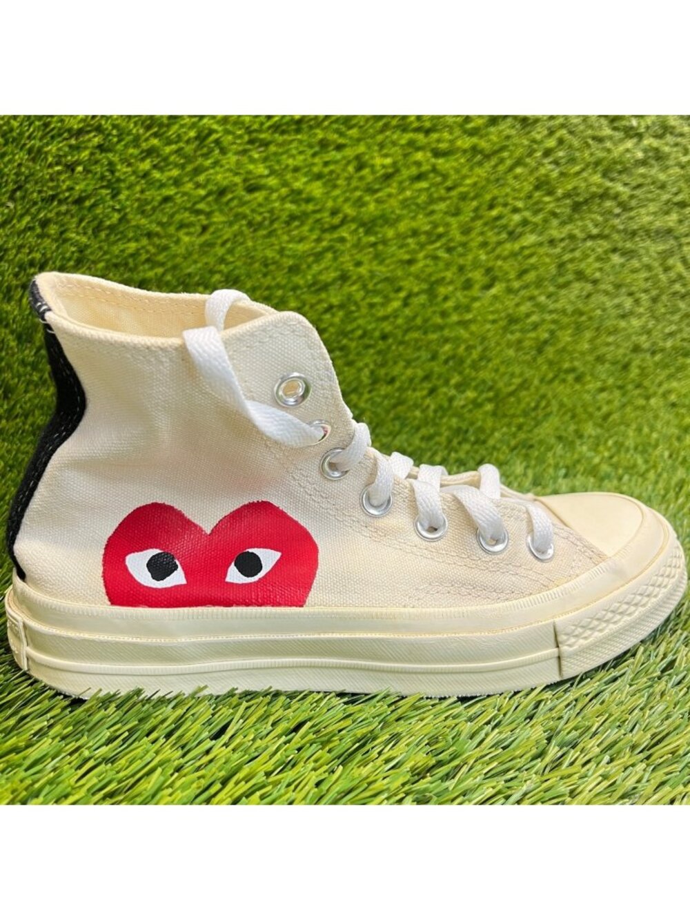 Converse Chuck 70 High x Comme des Womens Size 5 Cream Athletic Shoes Sneakers